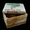 Vintage OBSTKISTEN HOCKER mit KAFFEESACKBEZUG rustikale Holzkiste original Kaffeesack Sitzhocker Jute Polster Holz Truhe Geschenk zum Einzug Bild 4