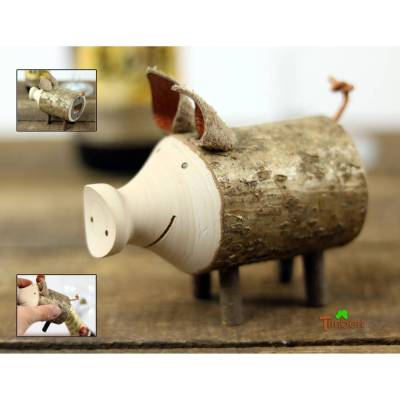 Männer GESCHENK FLASCHENÖFFNER aus HOLZ Ast Schwein Kapselheber Bier Natur Bar Cafè Deko Vatertag Hölzerne Hochzeit Holzschwein Mitbringsel