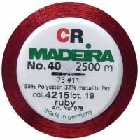 NEUES " Madeira Metallic CR 40  Nr. 4215 - ruby / rubinrot "  neues Metallic Stickgarn 2500 m Bild 2