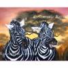 Lachende Zebras Aquarellbild handgemalt 36 x 48 cm groß in Querformat Bild 3