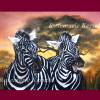 Lachende Zebras Aquarellbild handgemalt 36 x 48 cm groß in Querformat Bild 4