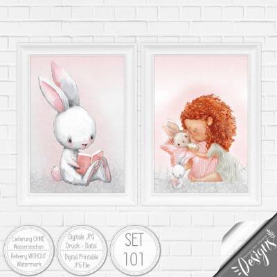 Druckbare Kinderzimmer Bilder Kinder Bild Waldtiere in A4 & A3 |SET 101