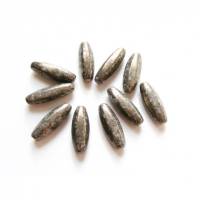 Glasperlen Olive lang facettiert 22 x 5 mm alabasterweiß mit Steinfinish Bild 1