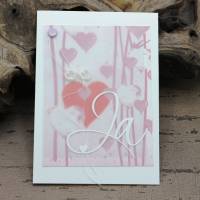 Glückwunschkarte zur Hochzeit - Herz-Motiv, rot, rosé Bild 1