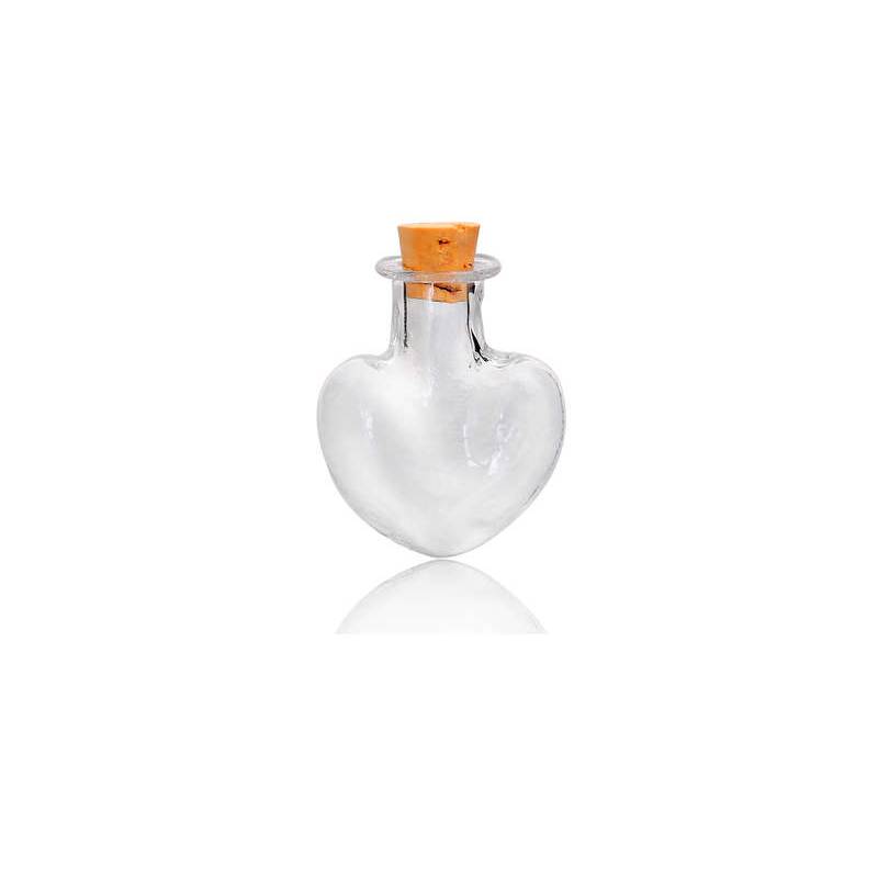 5 Glasflaschen mit Korken,zum Befüllen, Herz, Herzform, Glasherz Bild 1