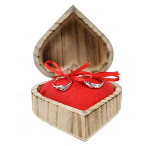 Vintage RINGBOX aus HOLZ Herz Ringkissen mit GRAVUR Rustikale Hochzeit Ringschachtel für Eheringe Ringkästchen Ringschatulle Personalisiert