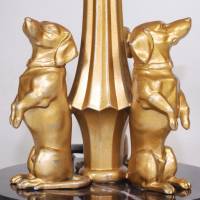 Unikat Dackel Tischlampe Leuchte 42 cm Hunde Figuren Tiere Metall Glas Perlen gold einmalig upcycling vintage Bild 1
