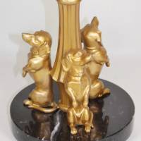 Unikat Dackel Tischlampe Leuchte 42 cm Hunde Figuren Tiere Metall Glas Perlen gold einmalig upcycling vintage Bild 5