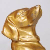 Unikat Dackel Tischlampe Leuchte 42 cm Hunde Figuren Tiere Metall Glas Perlen gold einmalig upcycling vintage Bild 6