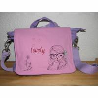Kindertasche für Mädchen, Kinderrucksack, Umhängetasche, Kindergartentasche, lila und pink, bestickt, Cute Girl Bild 1
