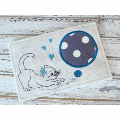 Stickdatei Untersetzer Katze 13x18cm und 13x20cm
