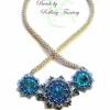 Handgemachtes Collier "O-Dilia" aus Glas-Perlen und Swarovski-Kristallen in blau und silber Bild 2