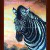 Zebra Aquarellbild handgemalt 48 x 36 cm groß in Hochformat Bild 3