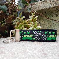 Schlüsselband Schlüsselanhänger Wollfilz schwarz Webband Knochen Love Hunde grün Geschenk! Bild 1