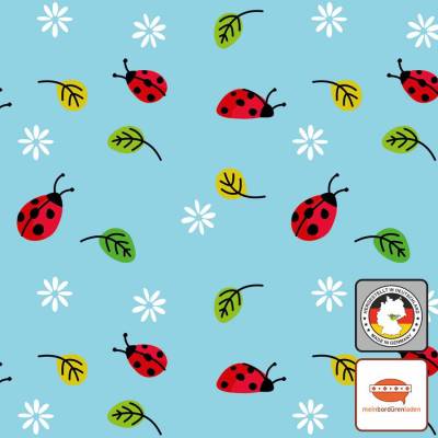 Kinderbordüre: Marienkäferchen & Gänseblümchen - optional selbstklebend - 16 cm Höhe