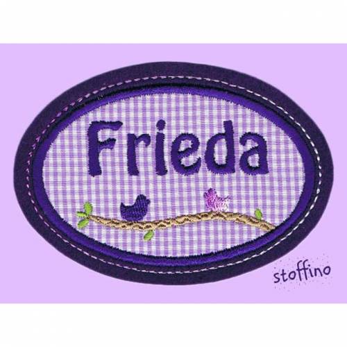 Applikation Namensschild lila violett Wunschname