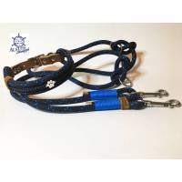 Leine Halsband Set blau, für mittelgroße Hunde, verstellbar Bild 1
