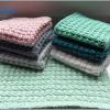 Handgestrickte Waschlappen, Seifentuch, Baumwolle, grau weiß rosa Bild 2