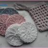 Handgestrickte Waschlappen, Seifentuch, Baumwolle, grau weiß rosa Bild 8