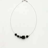 Dezente Perlen - Halskette in schwarz silber mit Lavaperlen, 42cm Bild 2