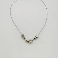 Dezente Perlen - Halskette in schwarz silber mit Lavaperlen, 42cm Bild 4