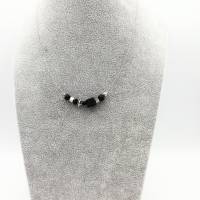 Dezente Perlen - Halskette in schwarz silber mit Lavaperlen, 42cm Bild 5