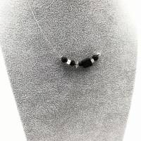 Dezente Perlen - Halskette in schwarz silber mit Lavaperlen, 42cm Bild 6