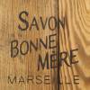 Rustikale Seifenspender aus Altholz mit Vintage Aufdruck "Savon Bonne Mère Marseille" Obstkisten Design Französisch Holz Geschenk Muttertag Bild 5