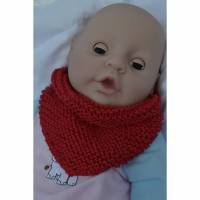 Dreieckstuch Baby Spucktuch Lätzchen Halstuch Schal Baumwolltuch rot uni einfarbig gestrickt handgestrickt Bild 1