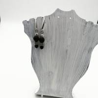 Perlen - Ohrringe, in schwarz-silber, mit Lavaperlen, 4cm lang Bild 3