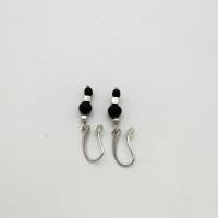 Perlen - Ohrringe, in schwarz-silber, mit Lavaperlen, 4cm lang Bild 4