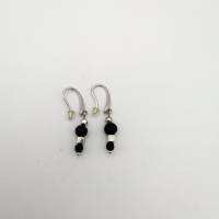 Perlen - Ohrringe, in schwarz-silber, mit Lavaperlen, 4cm lang Bild 5