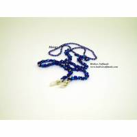 Brillenkette "Blüten" 70 cm Kobaltblau und silber Bild 1
