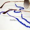 Brillenkette "Blüten" 70 cm Kobaltblau und silber Bild 3