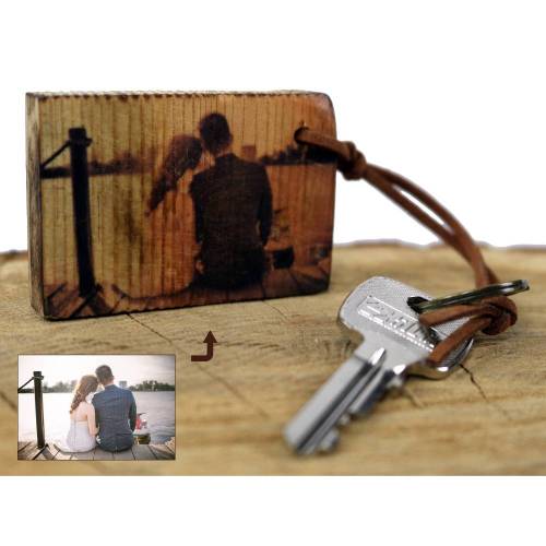 Vintage Foto Schlüsselanhänger auf Altholz Valentinstag Hochzeitsfoto Holz Geschenk Freundin Freund Mann Personalisiertes Holzbild Jahrestag