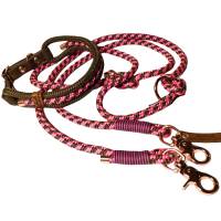 Leine Halsband Set rosa braun rosegold, für Hunde, verstellbar Bild 1