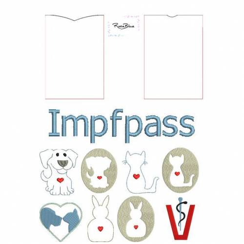 Stickdateien Set "Impfpass Kleintier" für den 13x18 cm + 14x20 cm Rahmen