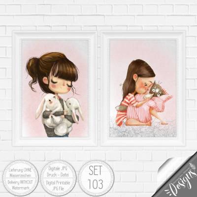 Druckbare Kinderzimmer Bilder Kinder Bild Waldtiere in A4 & A3 |SET 103