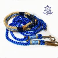 Leine Halsband Set natur royalblau, für Hunde, verstellbar Bild 1