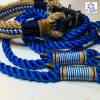 Leine Halsband Set natur royalblau, für Hunde, verstellbar Bild 2