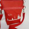 Kleine Handtasche Köln rot weiss Umhängetasche Cologne Herz Tasche mit Anhänger Kunstleder Kölner Dom Bild 3