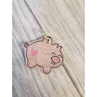 Schweinchen Glücksschwein Schlüsselanhänger Anhänger rosa Herz Kunstleder Mitbringsel Kleinigkeit Wichtel Bild 1