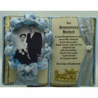 Blaues Deko-Buch zur Diamantenen Hochzeit für Foto (mit Holz-Buchständer) Bild 1