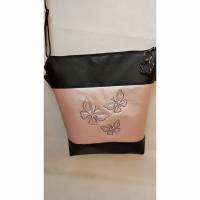 Handtasche Schmetterling rose metallic Umhängetasche  Kunstleder Tasche mit Anhänger Frühling Bild 1