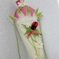 Schultüte gefilzt Filzschultüte mit Marienkäfer Filzblumen für Mädchen Bild 1