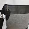 Kleine Handtasche Feder Umhängetasche grau schwarz Tasche mit Anhänger Kunstleder handmade Bild 8