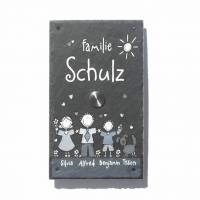 Klingelschild Schiefer Familie Wunschname, Türschild / Familienschild mit Klingeltaster, Klingelplatte personalisiert Bild 1