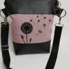 Kleine Handtasche Pusteblume rosa Umhängetasche Dandelion rosa schwarz Tasche mit Anhänger Kunstleder Bild 3