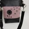 Kleine Handtasche Pusteblume rosa Umhängetasche Dandelion rosa schwarz Tasche mit Anhänger Kunstleder Bild 5