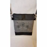 Handtasche Pusteblume Umhängetasche  Pusteblume grau schwarz  Kunstleder mit Anhänger Tasche Geschenk Bild 1